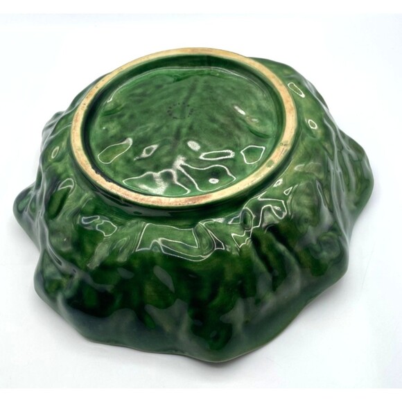Vintage SECLA Portugal Green Cabbage Serving Bowl 11" x 11" Majolica Stunning! - Picture 9 of 10
